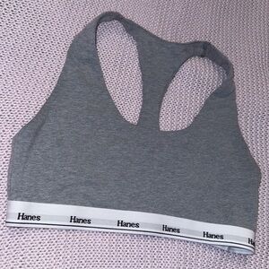Gray Hanes logo sports bra